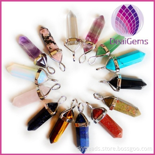 Natural hexagonal gemstone pendant wholesale